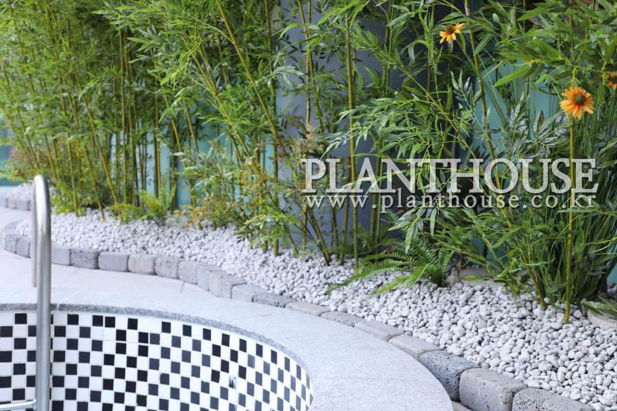 리조트 인조대나무 화단 조경