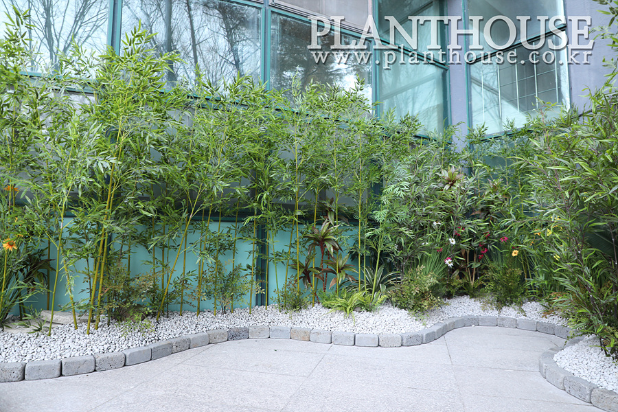 인조대나무 화단 조경