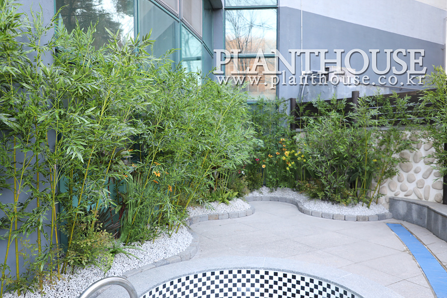 워터파크 인조대나무 화단 연출